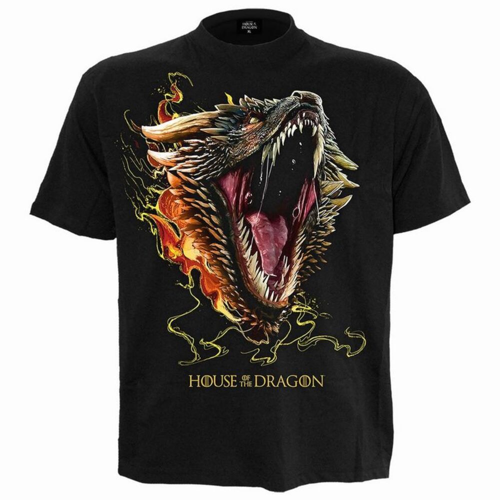 House Of The Dragon Unisex Adult HOD2 Drogon Back Print T-Shirt / Black
